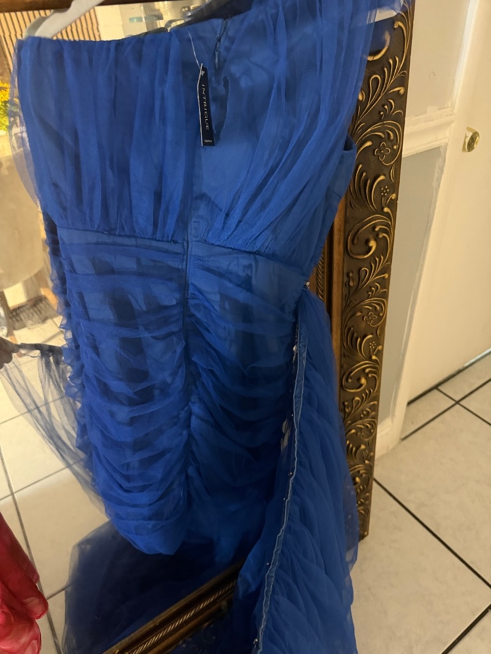 Luxxel Royal Blue Ruched Mini Dress